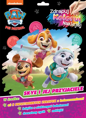Okładka: Psi Patrol. Zdrapuj, koloruj, naklejaj 2. Skye i jej przyjaciele