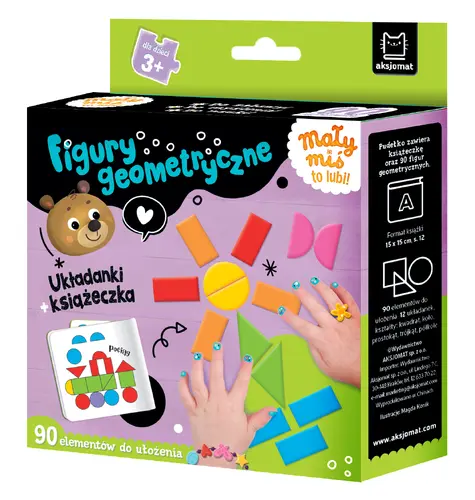 Okładka: Mały miś to lubi! Figury geometryczne. Układanki + książeczka 3+
