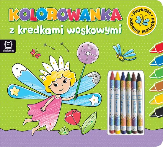 Okładka: Kolorowanka z kredkami woskowymi. Pierwsze zabawy malucha. Książeczka zielona