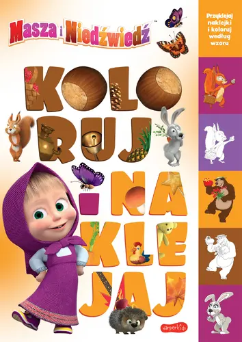 Okładka: Masza i Niedźwiedź. Koloruj i naklejaj
