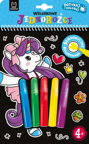 Okładka: Welurkowe jednorożce. Dotykaj i koloruj