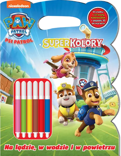 Okładka: Psi Patrol. SUPERKOLORY cz. 8 Na lądzie, w wodzie i w powietrzu