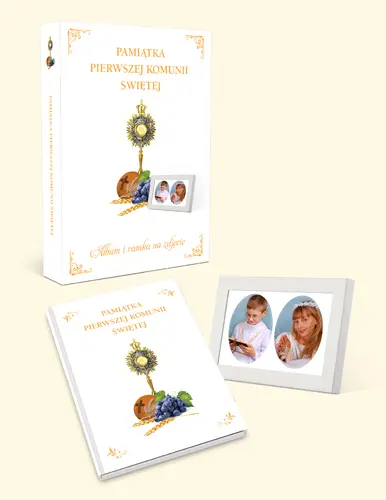 Okładka: Pamiątka Pierwszej Komunii Św. z ramką