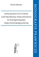 Okładka: Wpis konstytutywny użytkowania wieczystego w postępowaniu wieczystoksięgowym