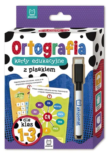Okładka: Ortografia klasy 1-3 – karty edukacyjne z pisakiem dla klas 1-3