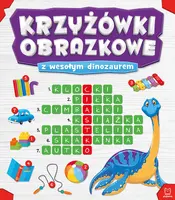 Okładka: Krzyżówki obrazkowe z wesołym dinozaurem