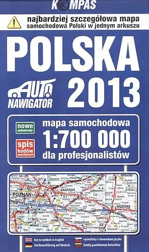 Okładka: Polska 2013. Mapa samochodowa 1:700 000 dla profesjonalistów