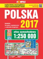 Okładka: Atlas samochodowy Polski 2017 kompas 1:250 000