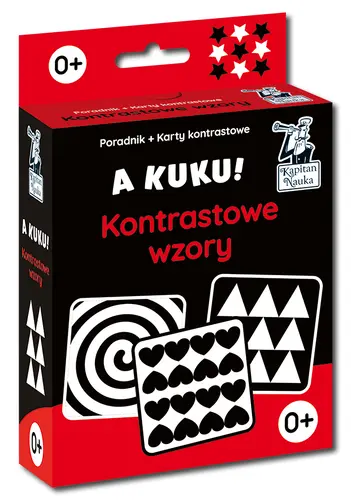 Okładka: A kuku! Kontrastowe wzory (Poradnik + karty obrazkowe). Kapitan Nauka