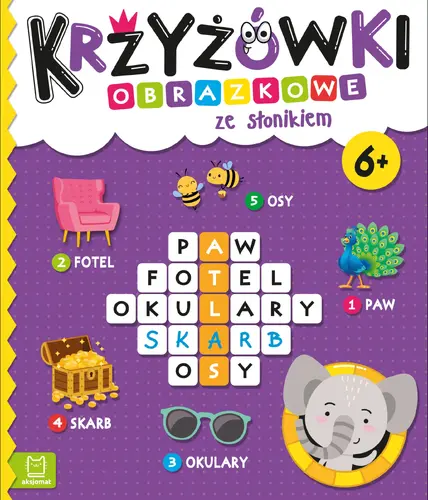 Okładka: Krzyżówki obrazkowe ze słonikiem. Od 6 lat
