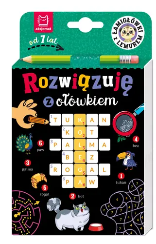 Okładka: Rozwiązuję z ołówkiem. Łamigłówki z lemurem. Od 7 lat