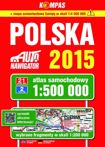 Okładka: Polska atlas samochodowy 1:500 000 edycja 2015