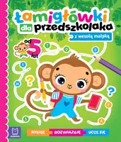 Okładka: Łamigłówki dla przedszkolaka z wesołą małpką. Rysuję – uczę się – rozwiązuję. Od 5 lat