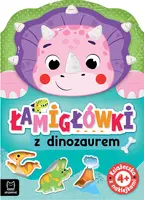 Okładka: Łamigłówki z dinozaurem. Książeczka z naklejkami 4+