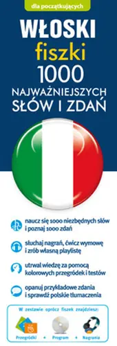 Okładka: Włoski fiszki 1000 najważniejszych słów i zdań + CD