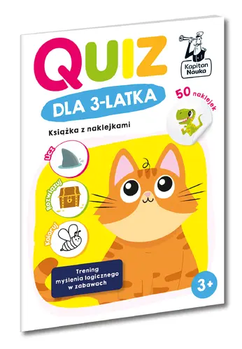 Okładka: Quiz dla 3-latka. Książka z naklejkami. Kapitan Nauka