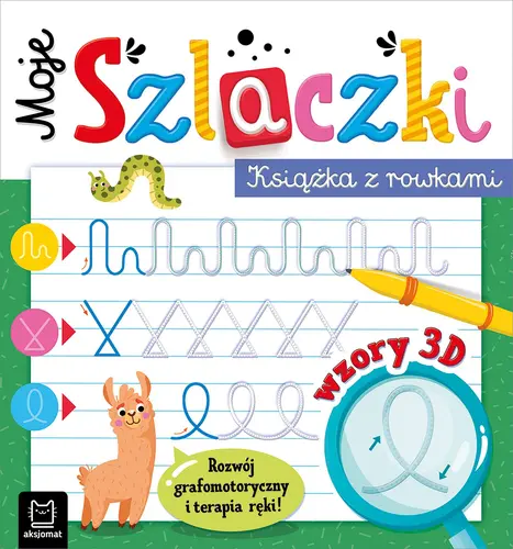 Okładka: Moje szlaczki. Książka z rowkami. Wzory 3D. Zabawy grafomotoryczne, terapia ręki