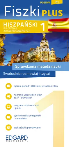 Okładka: Hiszpański Fiszki PLUS dla średnio zaawansowanych 1