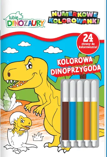 Okładka: Lubię dinozaury. Numerkowe kolorowanki. Kolorowa Dinoprzygoda