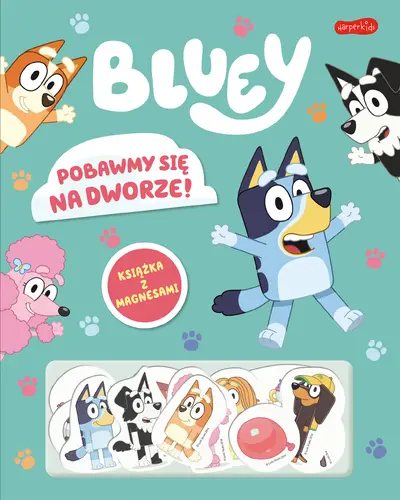 Okładka: Pobawmy się na dworze! Bluey. Książka z magnesami