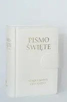 Okładka: Pismo Święte Stary i Nowy Testament (biała oprawa skóropodobna z zapięciem magnetycznym)