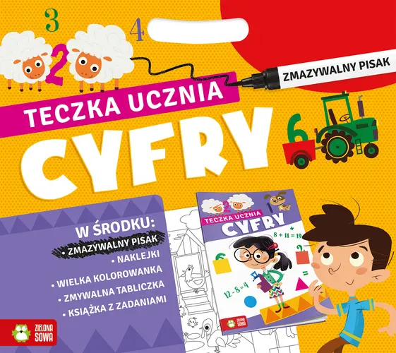 Okładka: Teczka ucznia z pisakiem. Cyfry