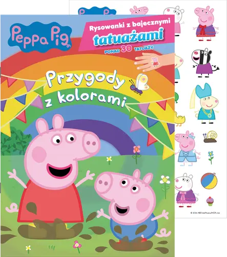 Okładka: Peppa Pig. Rysowanki z bajecznymi tatuażami cz. 1 Przygody z kolorami