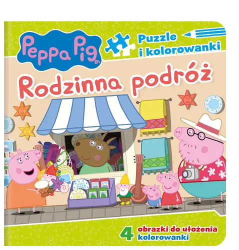 Okładka: Peppa Pig. Puzzle i kolorowanki. Rodzinna podróż.