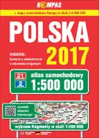 Okładka: Atlas samochodowy Polski 2017 kompas 1:500 000