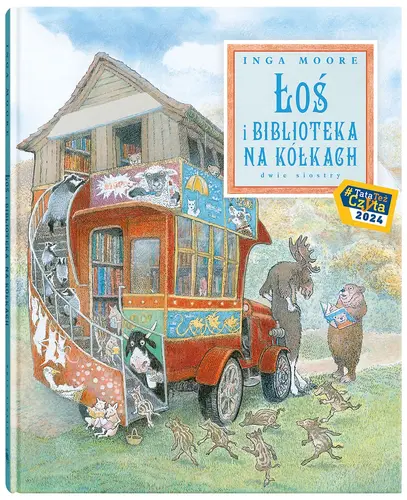 Okładka: Łoś i biblioteka na kółkach