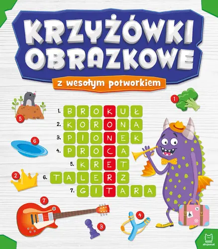 Okładka: Krzyżówki obrazkowe z wesołym potworkiem