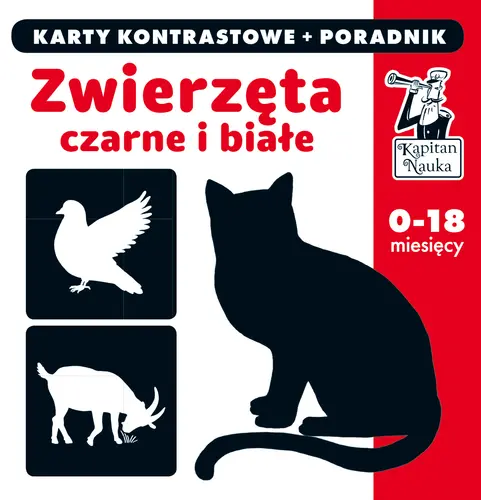 Okładka: Kapitan Nauka. Karty kontrastowe i poradnik. Zwierzęta czarne i białe