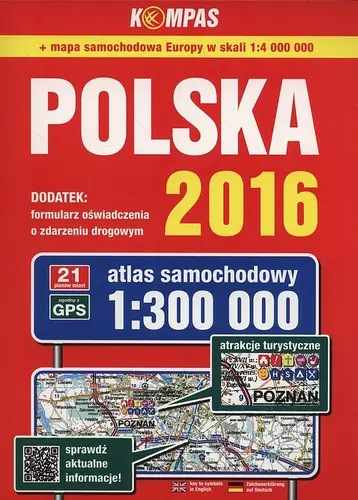 Okładka: Atlas samochodowy Polska 2016 1:300 000