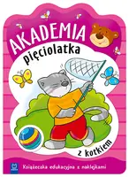 Okładka: "Akademia pięciolatka z kotkiem. Książeczka edukacyjna z naklejkami"
