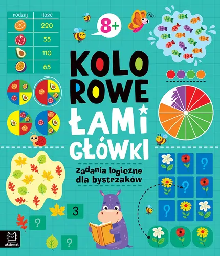 Okładka: Kolorowe łamigłówki. Zadania logiczne dla bystrzaków 8+