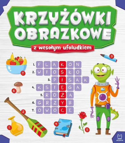 Okładka: Krzyżówki obrazkowe z wesołym ufoludkiem