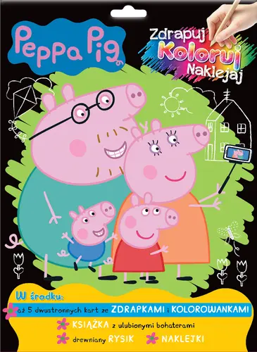 Okładka: Peppa Pig. Zdrapuj, koloruj, naklejaj