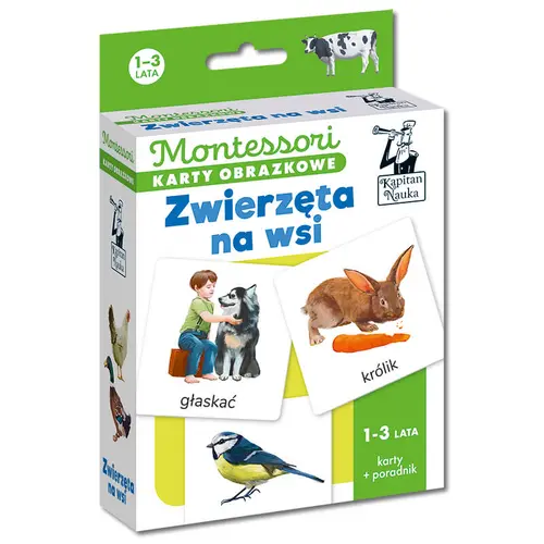 Okładka: Montessori. Karty obrazkowe Zwierzęta na wsi (1-3 lata). Kapitan Nauka