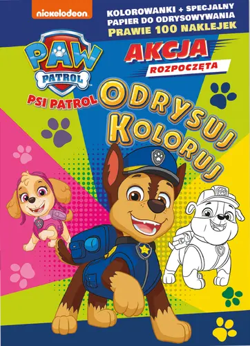 Okładka: Psi Patrol. Odrysuj koloruj. Cztery łapy w akcji!