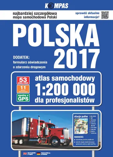 Okładka: Atlas samochodowy Polski dla profesjonalistów Kompas 1:200 000
