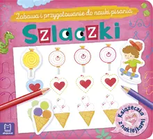 Okładka: Szlaczki. Książeczka z naklejkami. Zabawa i przygotowanie do nauki pisania