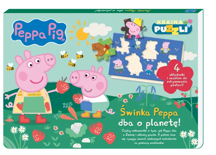 Okładka: Peppa Pig. Kraina puzzli. Świnka Peppa dba o planetę!