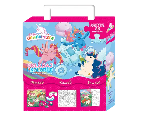 Okładka: Moje Jednorożce. Układaj i koloruj.