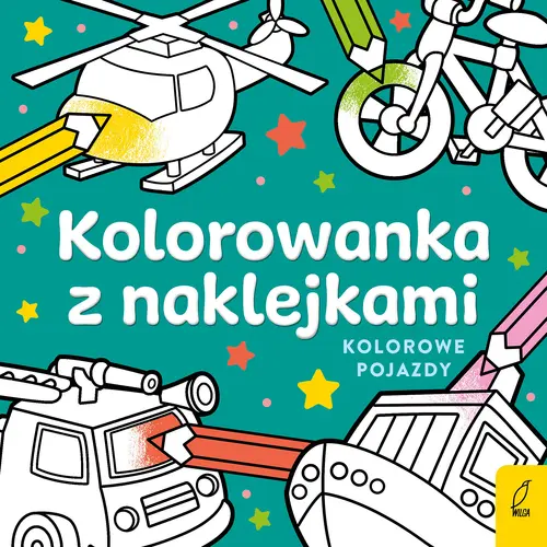 Okładka: Kolorowanka z naklejkami. Kolorowe pojazdy