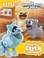 Okładka: Bingo i Rolly w akcji. H.A.P.S. Koloruj, czytaj, naklejaj