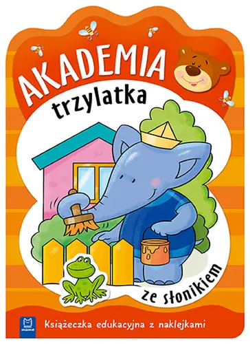 Okładka: "Akademia trzylatka ze słonikiem. Książeczka edukacyjna z naklejkami"