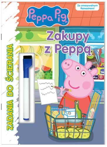 Okładka: Peppa Pig. Zadania do ścierania. Zakupy z Peppą!