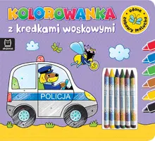 Okładka: Kolorowanka z kredkami woskowymi. Udane zabawy malucha. Książeczka fioletowa