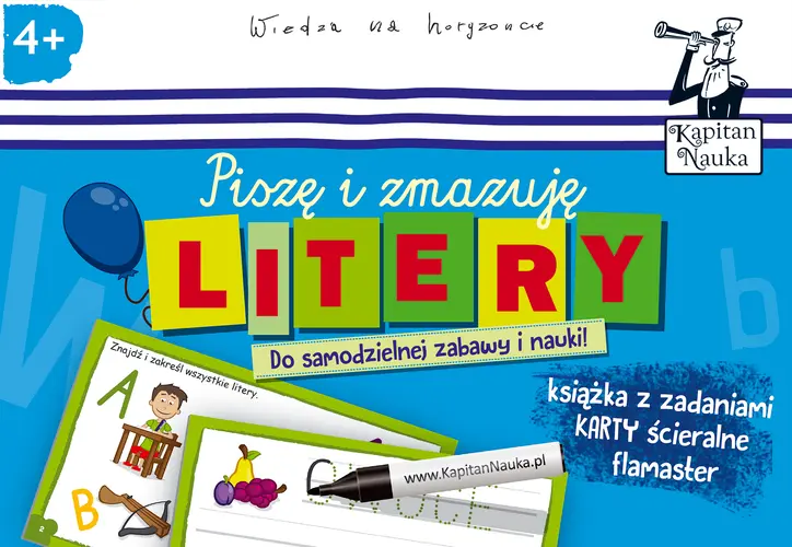 Okładka: Kapitan Nauka Litery. Piszę i zmazuję