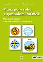 Okładka: Przez pory roku z symbolami MÓWik. Wiosna